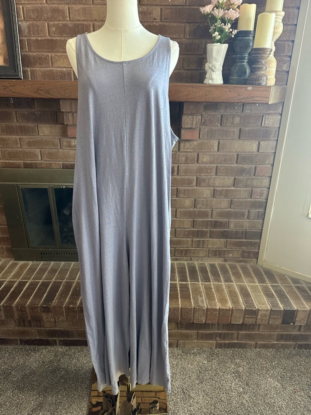 NWT Natural Life Wide Leg Boho Jumpsuit Soft Lavender L/XL Linen Blend